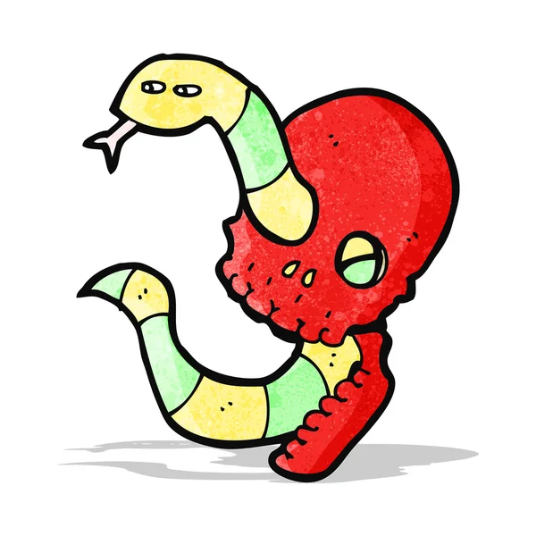 卡通怪异蛇在头骨 — 图库矢量图片