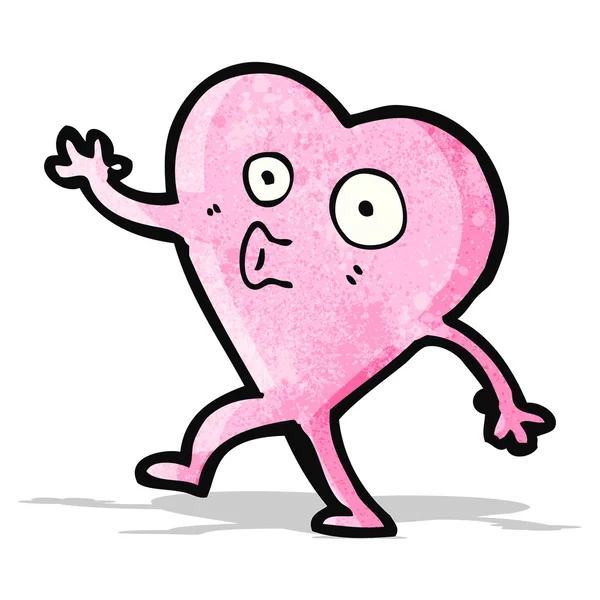 Divertido personaje de dibujos animados corazón rosa — Vector de stock