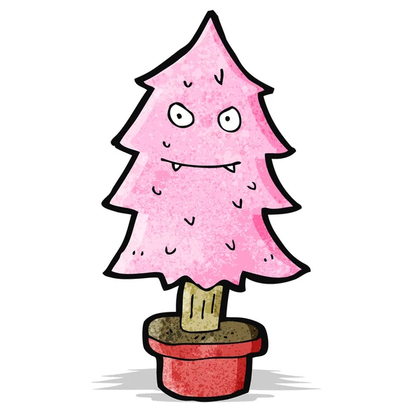 Dessin animé arbre de Noël rose — Image vectorielle