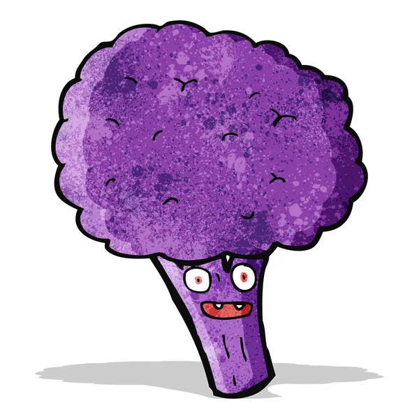 Kartun brokolli berwarna ungu - Stok Vektor
