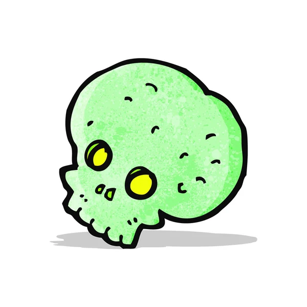 Cartoon spooky green skull — Stock Vector