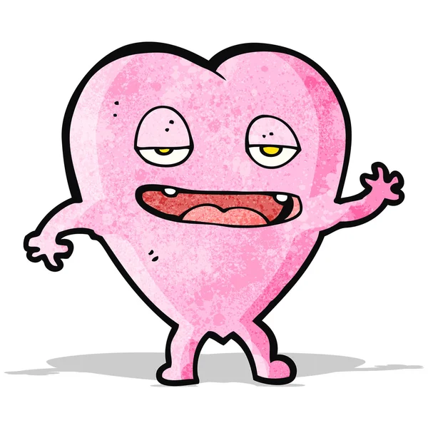 Funny pink heart cartoon character — Stock Vector
