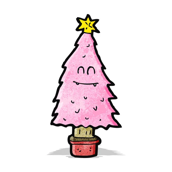 Cartone animato albero di Natale rosa — Vettoriale Stock