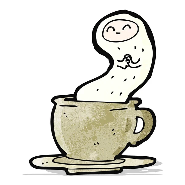 Dibujos animados fantasma en una taza de té — Archivo Imágenes Vectoriales