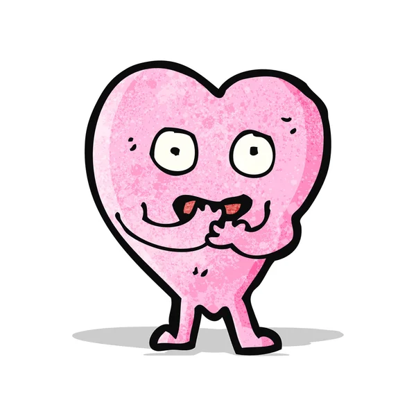 Vicces rózsaszín szív rajzfilmfigura — Stock Vector