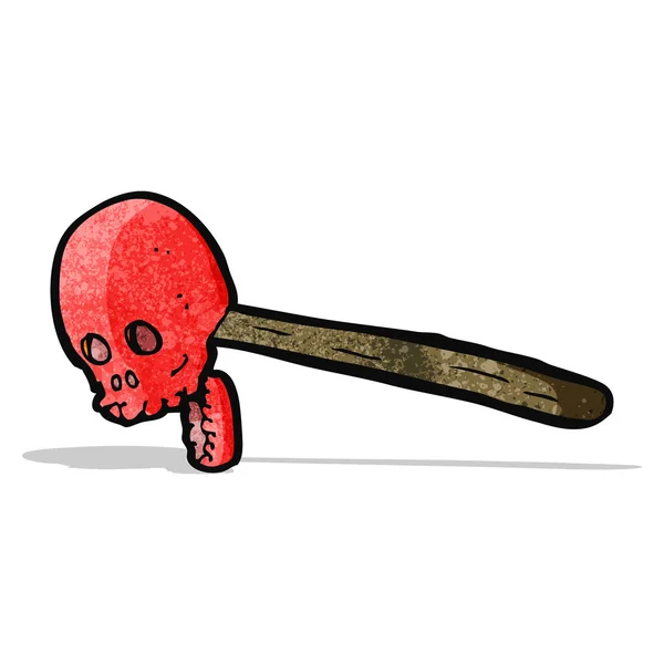 Cartoon skull on stick — Stock Vector