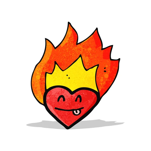 Cuore fiammeggiante personaggio cartone animato — Vettoriale Stock