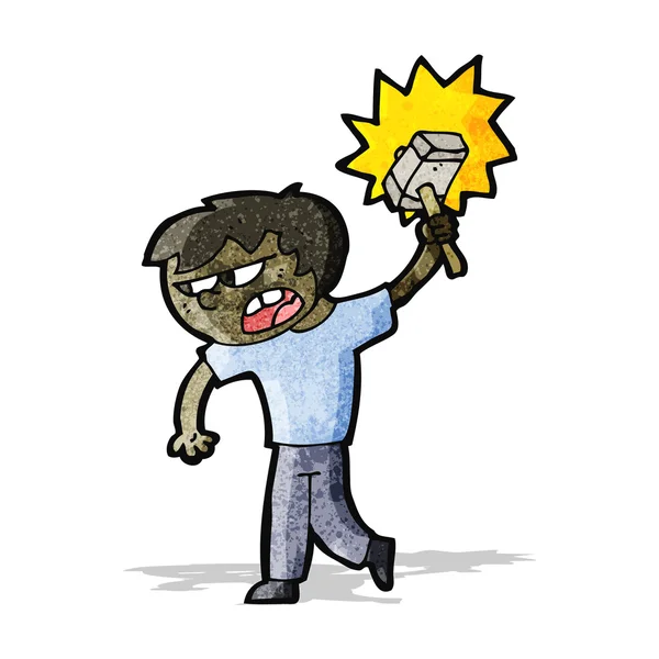 Cartoon jongen met hamer — Stockvector