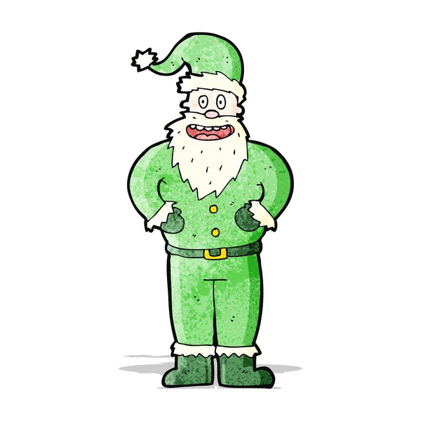 Babbo Natale cartone animato in verde — Vettoriale Stock