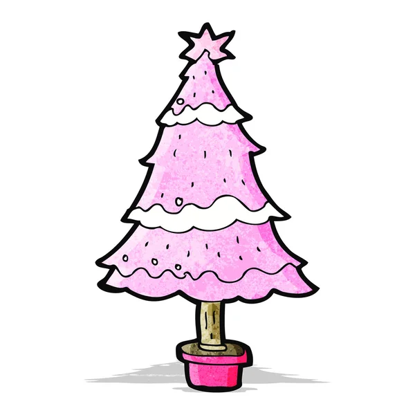 Árvore de Natal rosa dos desenhos animados — Vetor de Stock