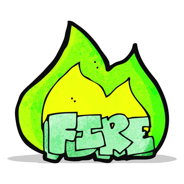 Espeluznante caricatura fuego verde — Archivo Imágenes Vectoriales