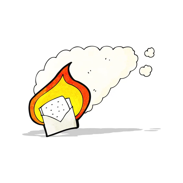 Cartoon envelope burning — Stock Vector