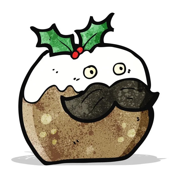 Pudín de navidad personaje de dibujos animados — Vector de stock