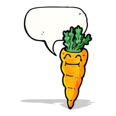 mutlu karikatür havuç ile konuşma balonu