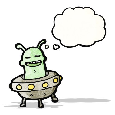 çizgi film uzaylı uçan daire içinde