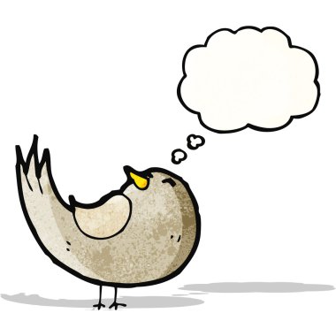 Düşünce baloncuklu çizgi film kuşu