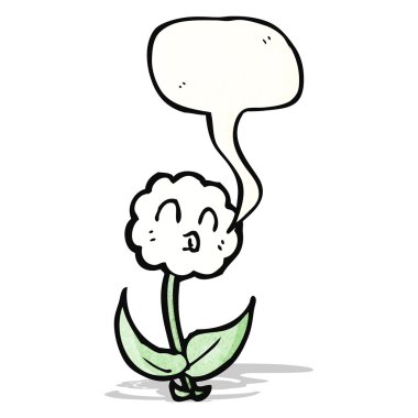 Konuşma baloncuklu karikatür çiçeği