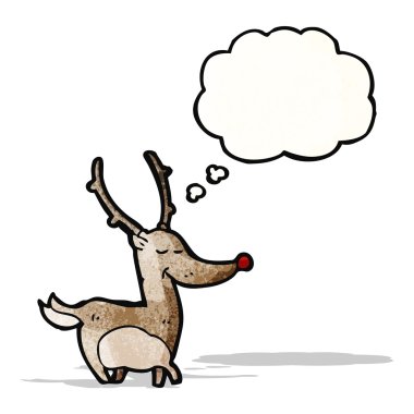 karikatür Ren geyiği ile düşünce balonu