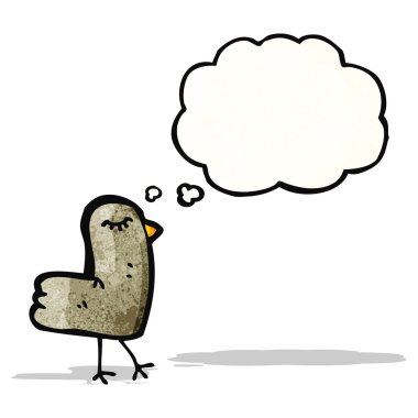 Düşünce kabarcığı karikatürü olan kuş