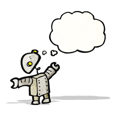 düşünce kabarcık karikatür ile küçük robot