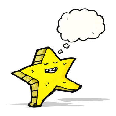 yıldız çizgi film karakteri ile düşünce balonu