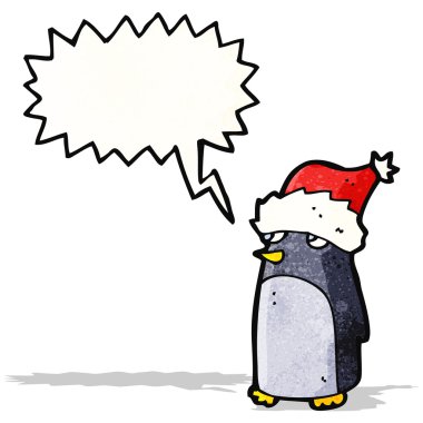 karikatür penguen Noel şapka