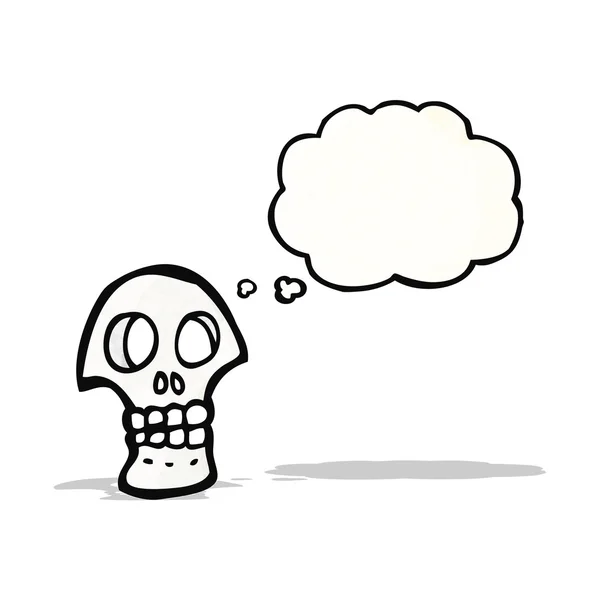 Calavera espeluznante con dibujos animados burbuja pensamiento — Vector de stock