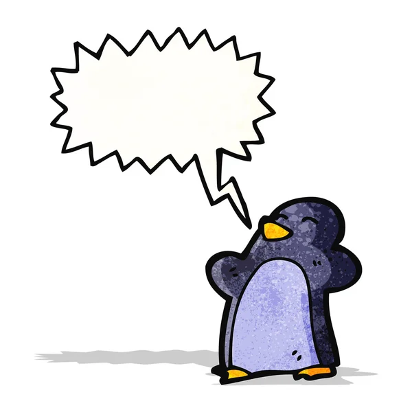 Pinguin mit Sprechblasenkarikatur — Stockvektor