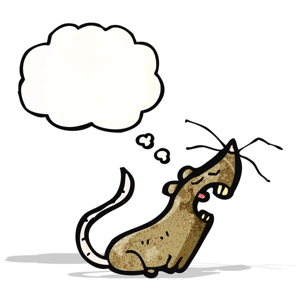 Cartoon rat met gedachte zeepbel — Stockvector