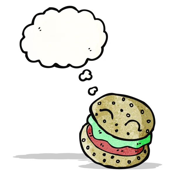 Cartoon burger with thought bubble — Stock Vector