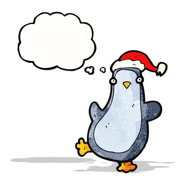 Pingüino con dibujos animados burbuja pensamiento — Vector de stock