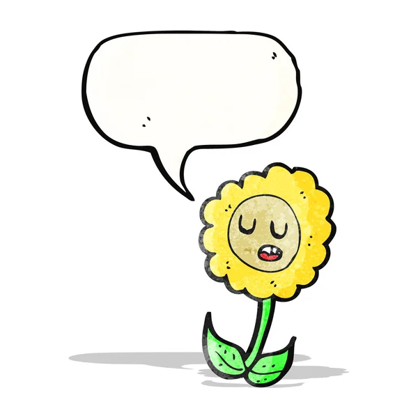 Flor de dibujos animados con burbuja de habla — Archivo Imágenes Vectoriales