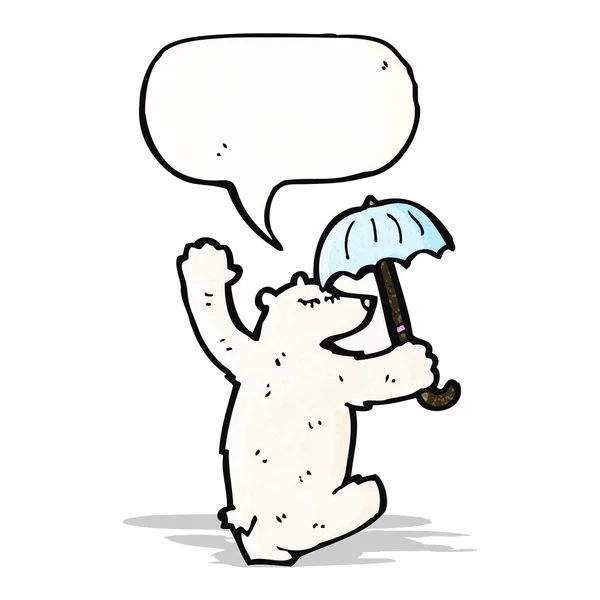 Dessin animé ours polaire avec parapluie — Image vectorielle