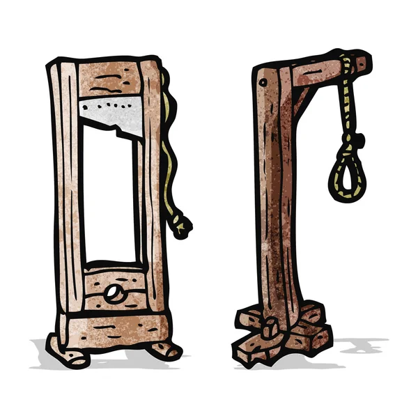 Cartoon guillotine en gevangenissen — Stockvector