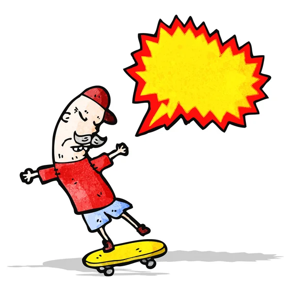Cartoon old man on skateboard — Stock Vector