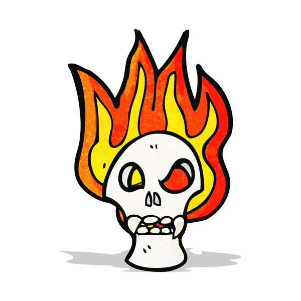 Flaming skull cartoon — Stock Vector