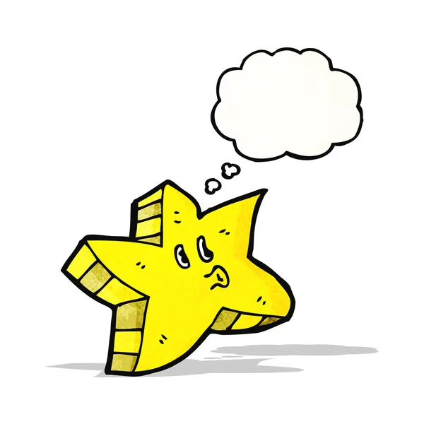 Personagem de desenho animado estrela com bolha de pensamento — Vetor de Stock