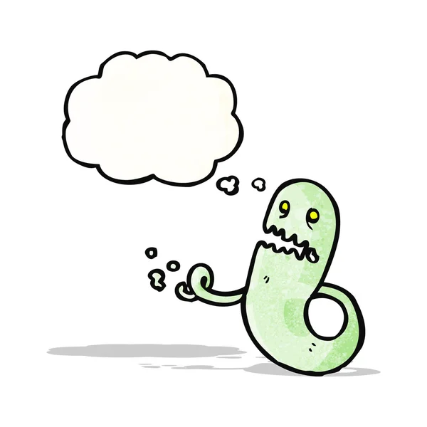 Ghost met gedachte zeepbel cartoon — Stockvector
