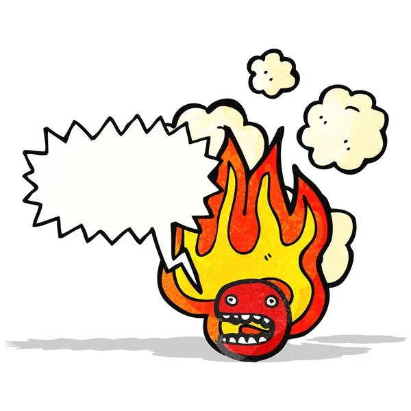 Flaming emoticon face cartoon (raster version) — Stock Vector