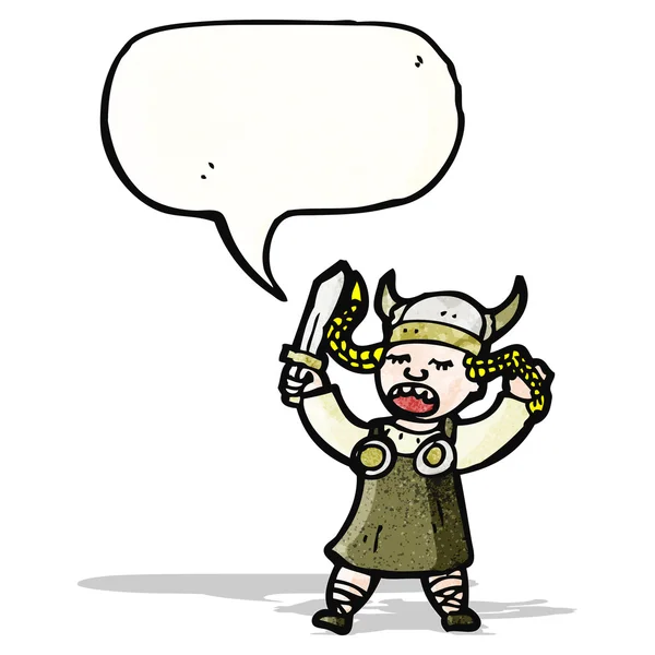 Viking kadın karikatür — Stok Vektör