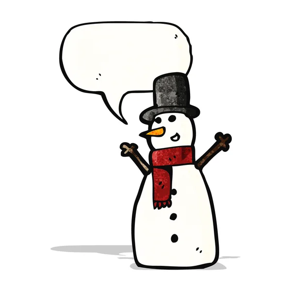 Bonhomme de neige dessin animé avec bulle de parole — Image vectorielle