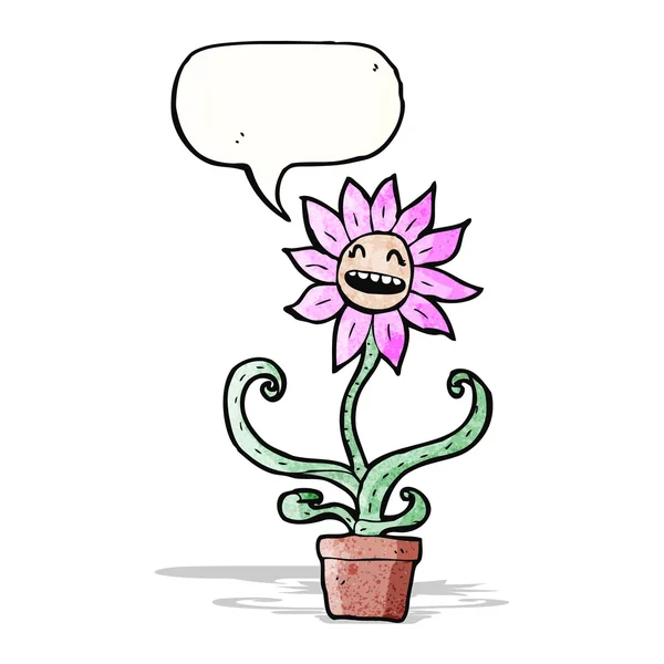 Cartoon Blume mit Sprechblase — Stockvektor