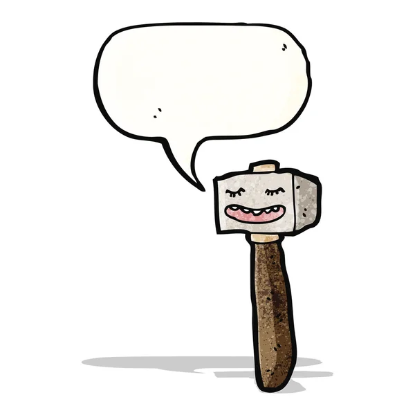 Martillo de dibujos animados con burbuja de habla — Vector de stock