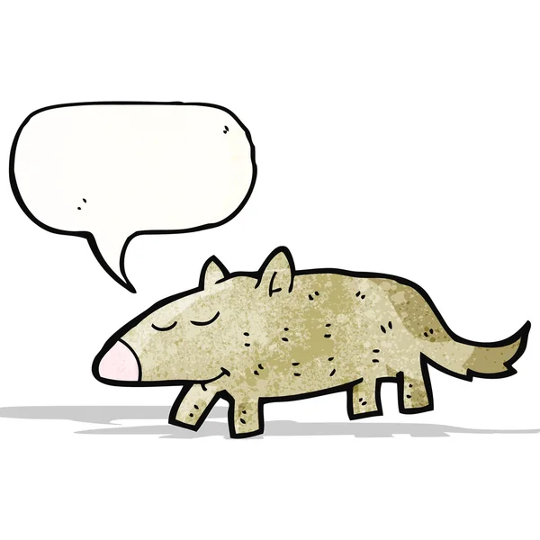 Pequeño perro de dibujos animados con burbuja de habla — Vector de stock