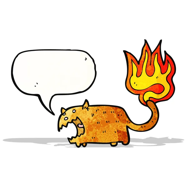 Chat dessin animé avec queue en feu — Image vectorielle