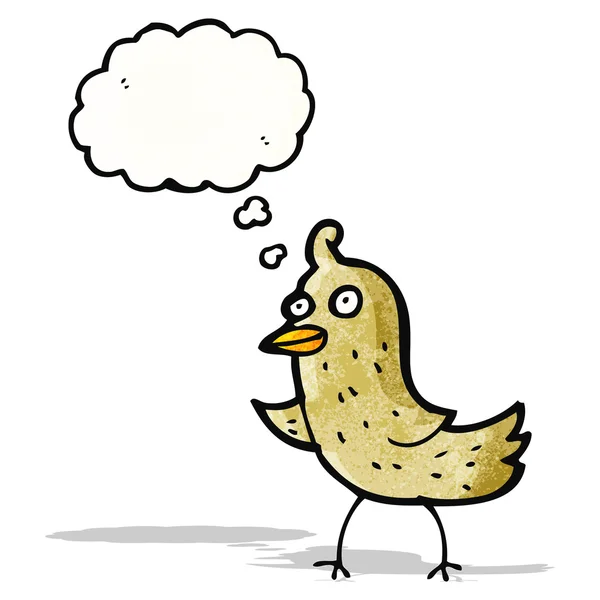 Pták s myšlenkovou bublinou karikatura — Stockový vektor