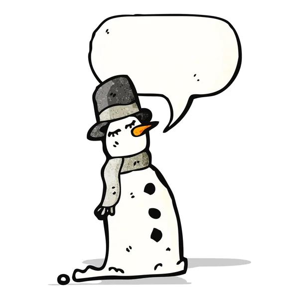 Cartoon snowman with speech bubble — Stock Vector