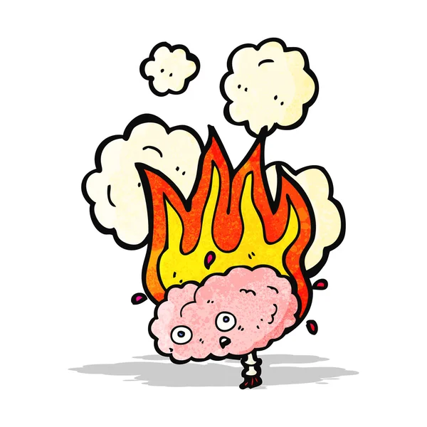 Flaming brain cartoon — Stock Vector