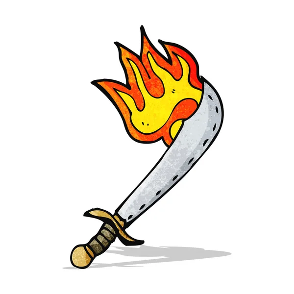 Flaming kılıç karikatür — Stok Vektör