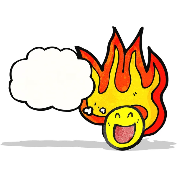 Flaming emoticon face cartoon — Stock Vector